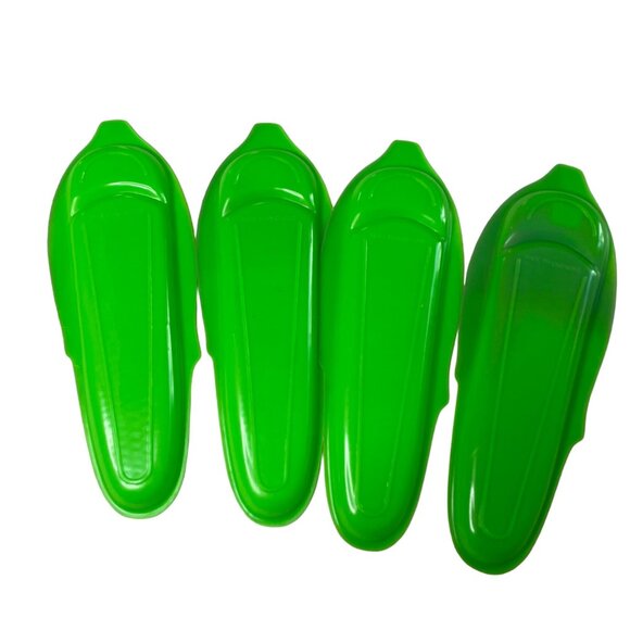 Beacon Plastic Corn on the Cob Trays Lime Green Plates Vintage Retro Set of 4 u - Picture 6 of 7